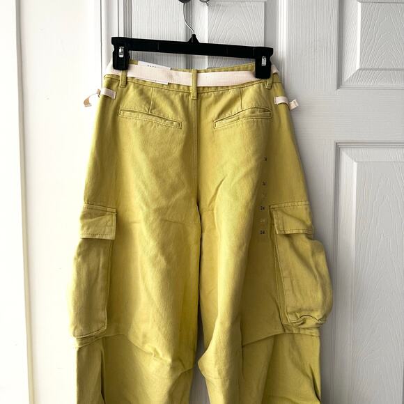 PacSun NWT Jayde Balloon Cargo Yellow Baggy Pants Waist 24 New With Canvas Belt - Picture 13 of 14
